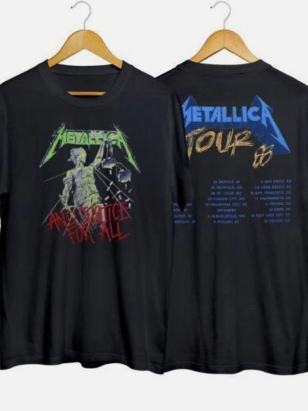 Metallica And Justice For All Vintage Tour Long Sleeve Band Tee Y2K